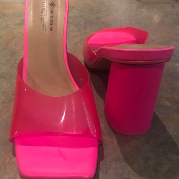 Pink Block heeled Sandals Sz.8.5 - Picture 4 of 6